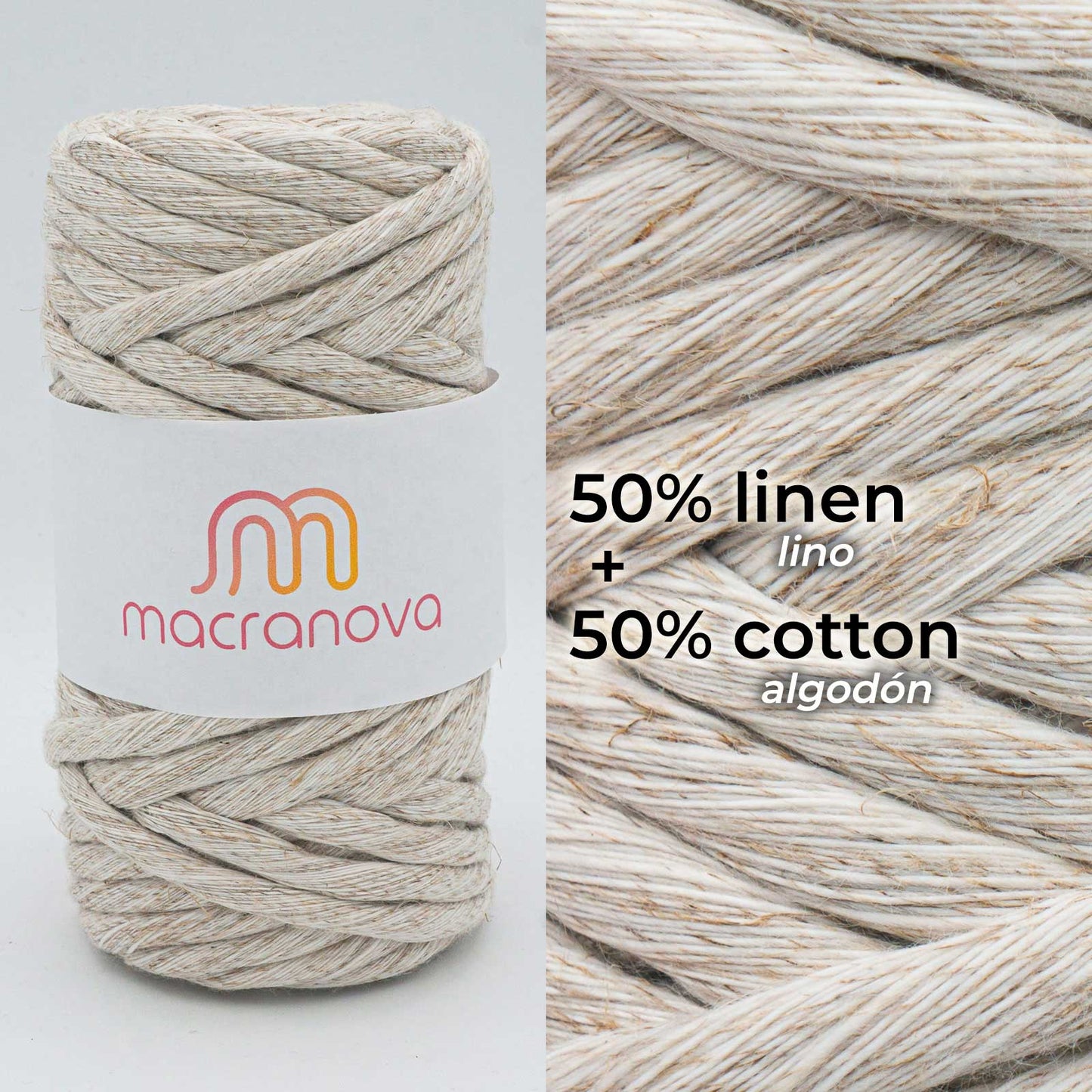 Cuerda peinada (Urdimbre) / 9mm / 25m / Algodón Zero Waste