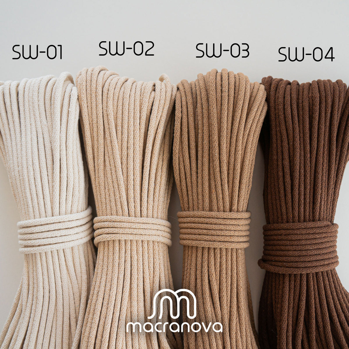 3mm 4mm 5mm 6mm Macrame cordoncino di cotone intrecciato per