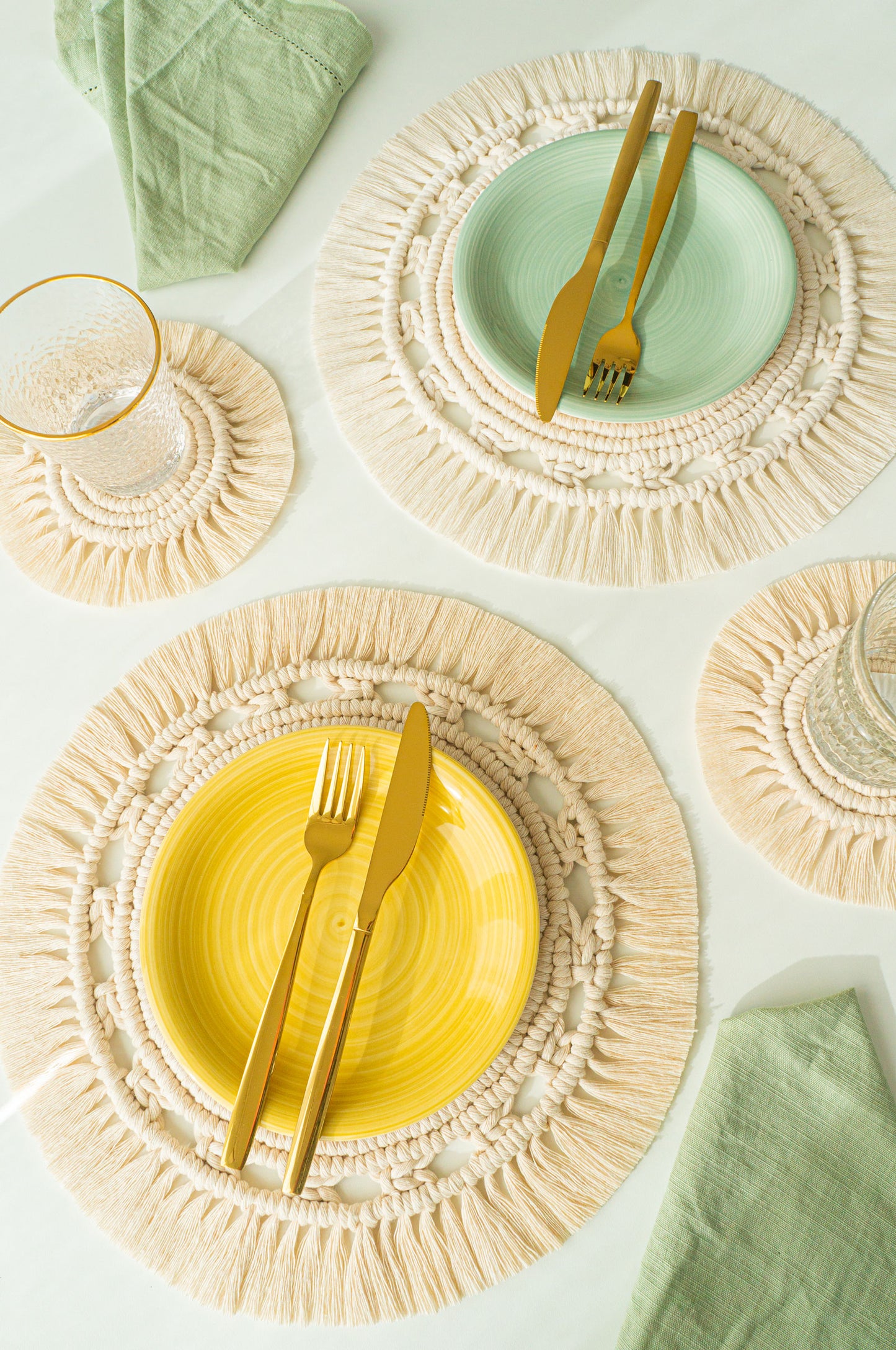 DIY macramé kit - Deluxe coasters (4 pcs)