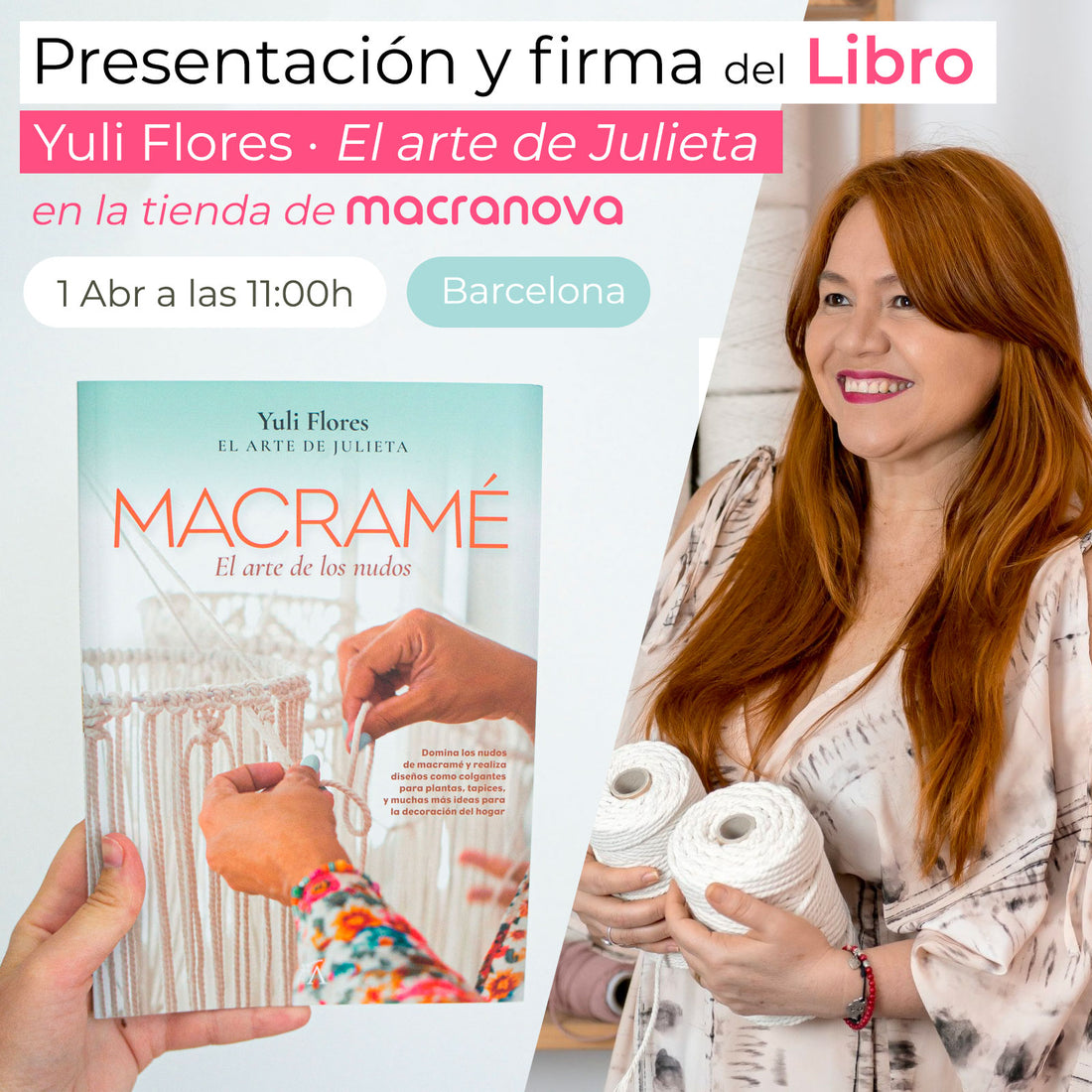 Yuli Flores de El arte de Julieta: Presentación y firma de su nuevo libro de macramé