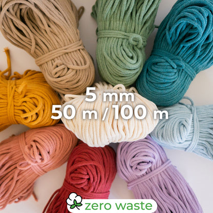 Braided rope/5mm/50m-100m/Zero Waste Cotton