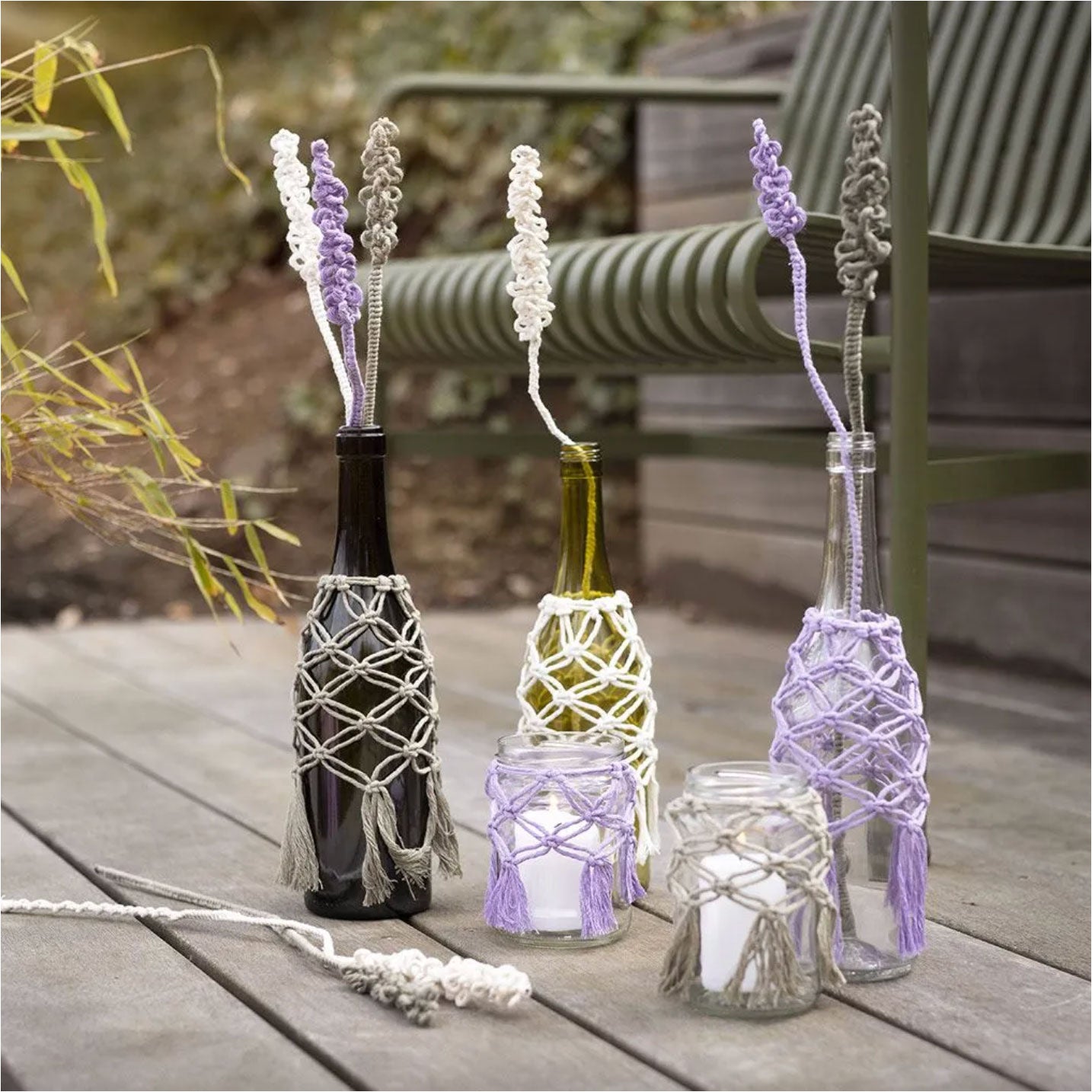 Come decorare i vasetti di vetro per candele con il macramè - Kit fai –  Macranova