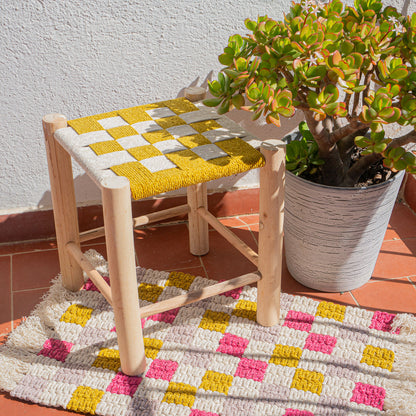 Pack diy macramé:tapis"damier"+ livre