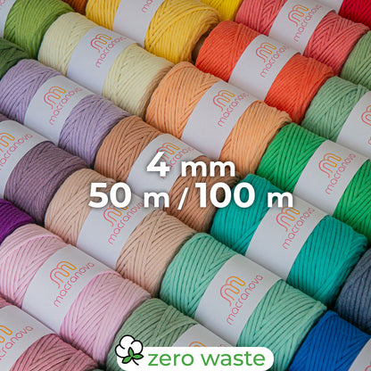 Cuerda peinada (Urdimbre) / 4mm / 50m-100m / Algodón Zero Waste