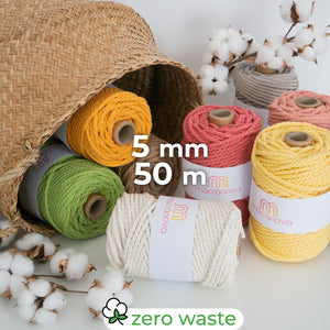 Gedraaid touw/5 mm/50 m/zero waste cotton