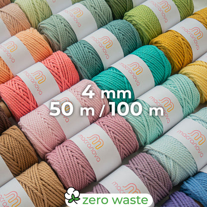 Gedraaid touw/4 mm/50 m-100 m/Zero Waste katoen