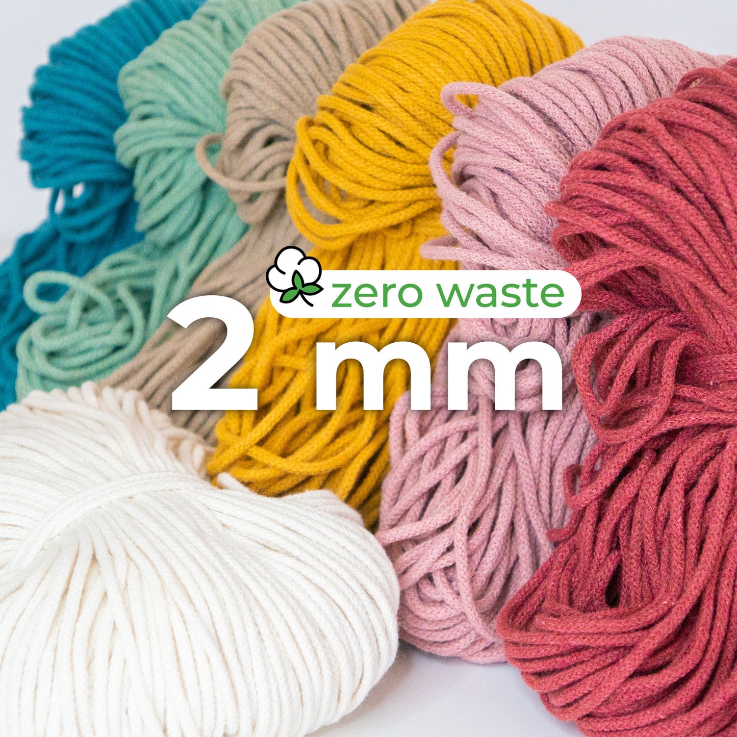Cuerda trenzada / 2mm / 100m / Algodón Zero Waste