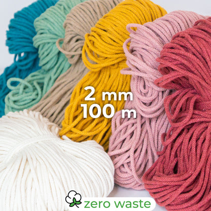 Braided rope/2mm/100m/Zero Waste Cotton