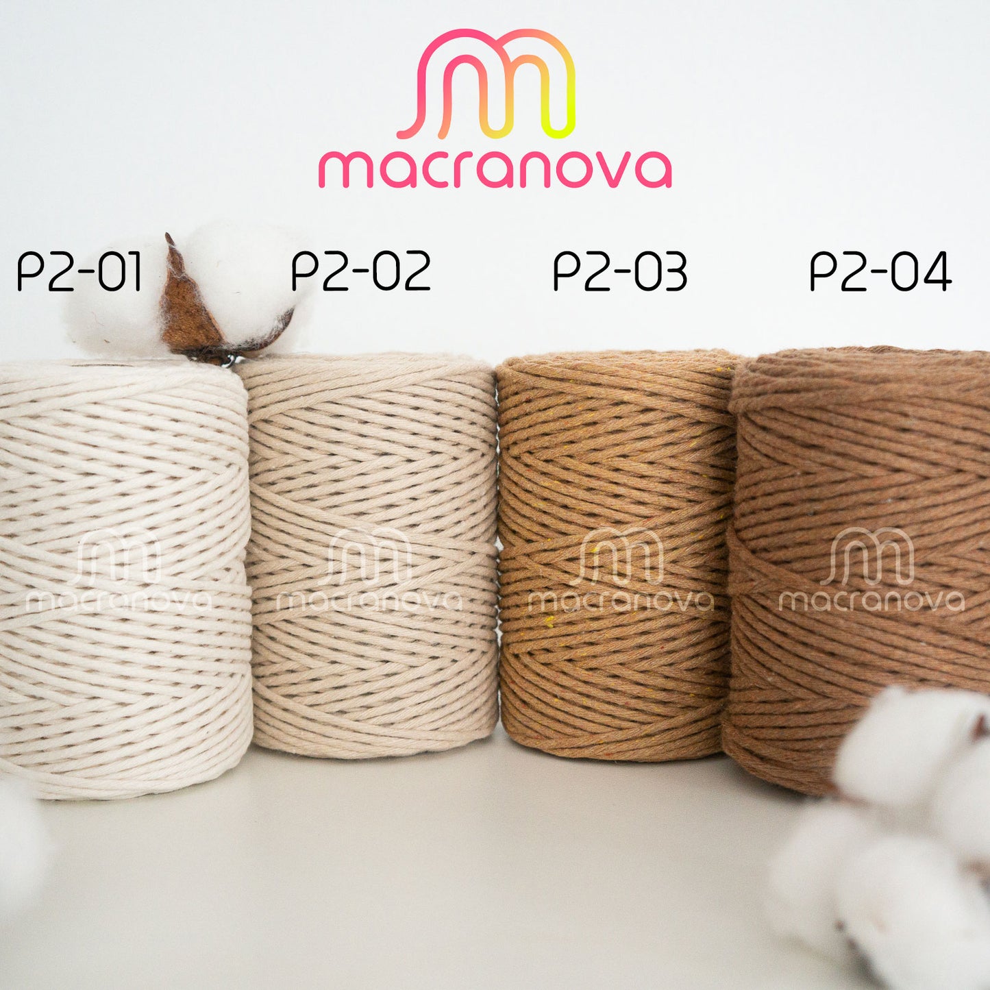 Kamgaren touw (Warp)/2mm/100m/Zero Waste Cotton