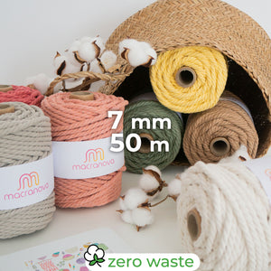 Gedraaid touw/7 mm/50 m/zero waste cotton
