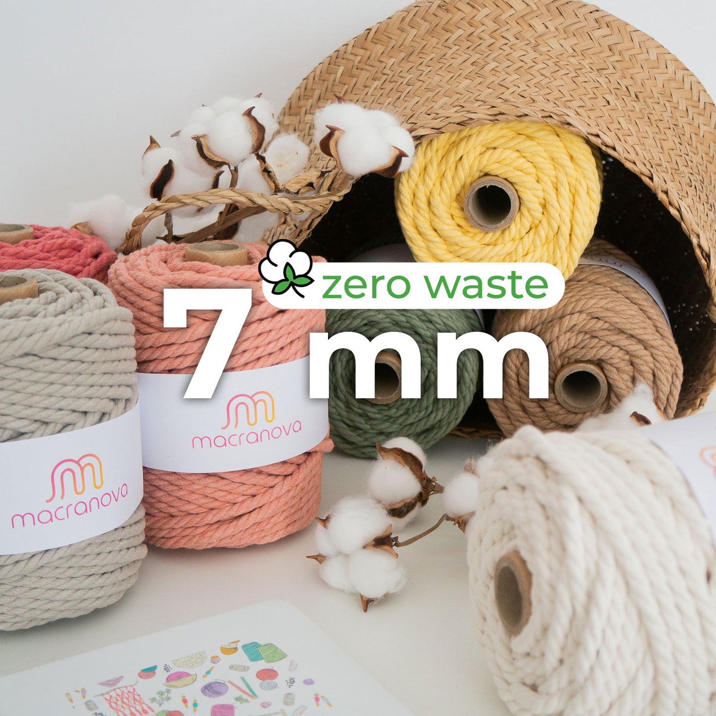 Cuerda torcida / 7mm / 50m / Algodón Zero Waste