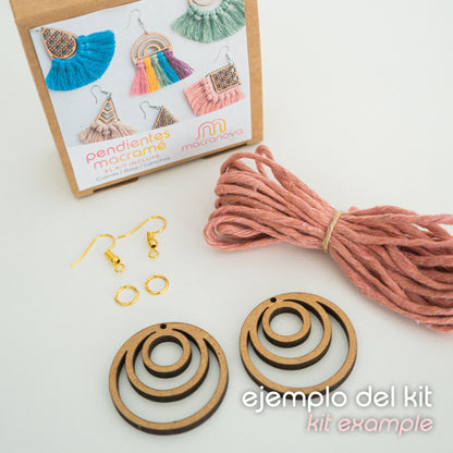 Kit macramé DIY - Boucles d'oreilles (Base en bois)