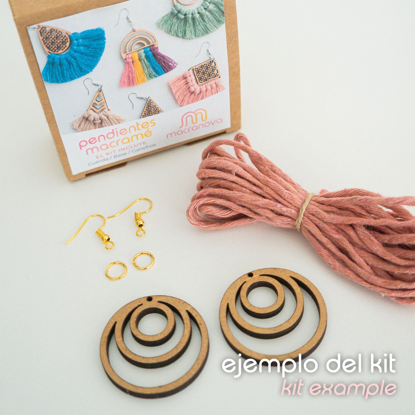 Kit macramé DIY - Boucles d'oreilles (Base de Miroir Doré)