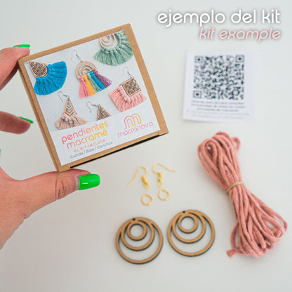 Kit macramé DIY - Boucles d'oreilles (Base en bois)