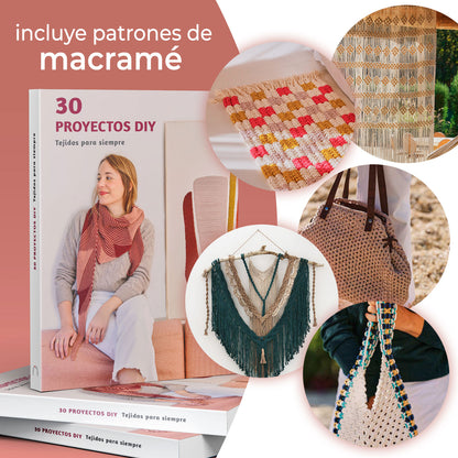 Pack diy macramé:tapis"damier"+ livre