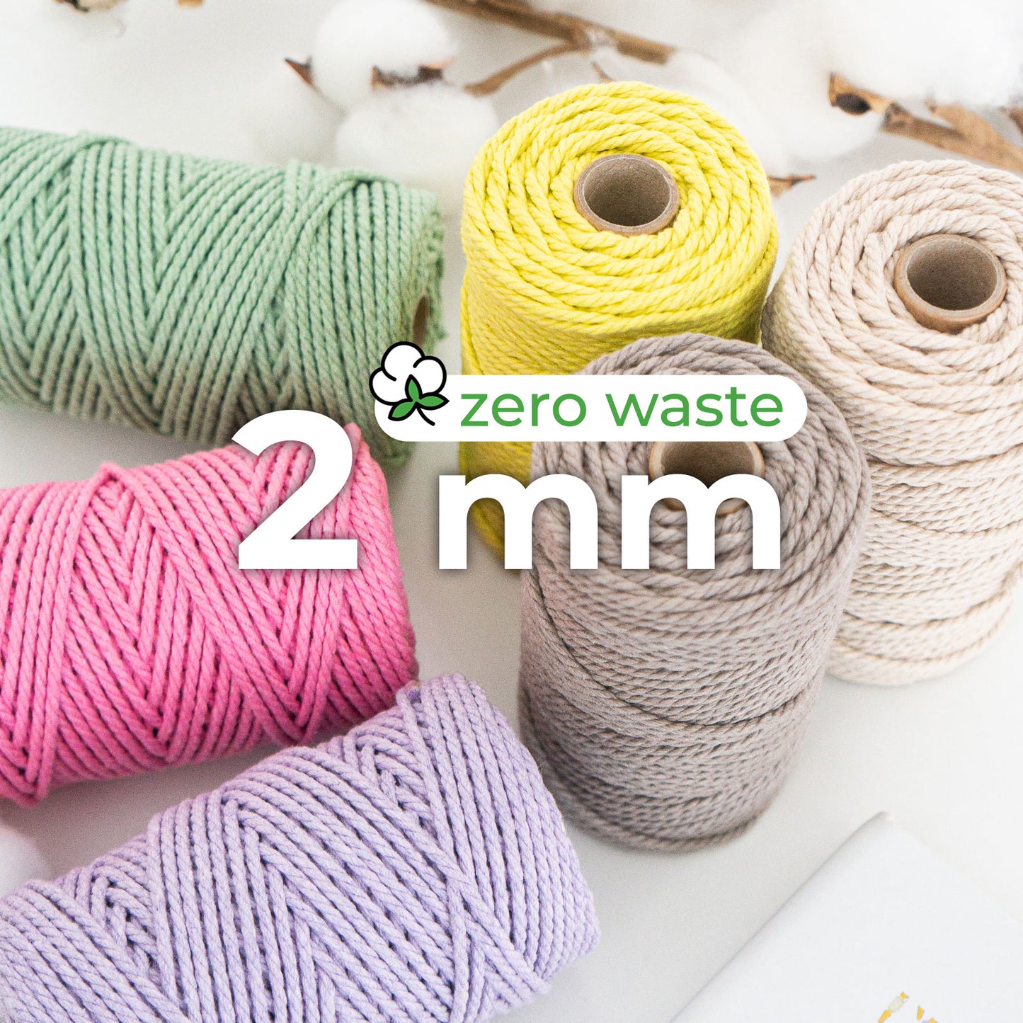 Cuerda torcida / 2mm / 50m / Algodón Zero Waste