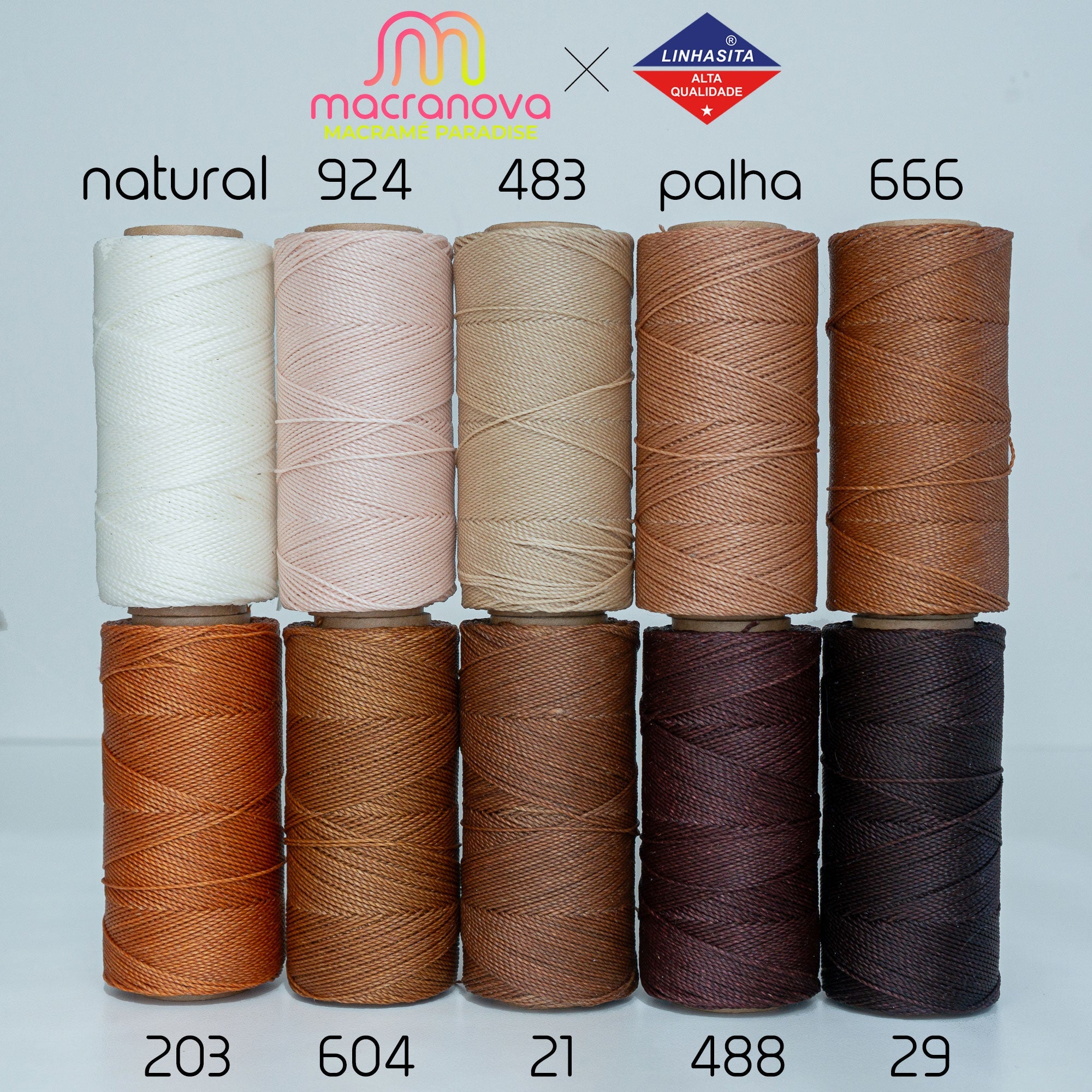 8 ROLLS 360 meters LINHASITA waxed thread, macrame polyester wax (0,5 mm thick) high good quality