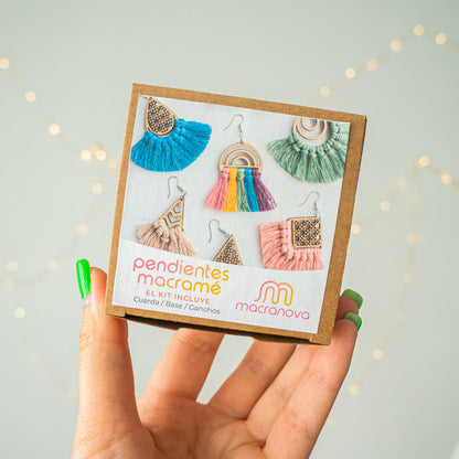 Kit macramé DIY - Boucles d'oreilles (Base en bois)