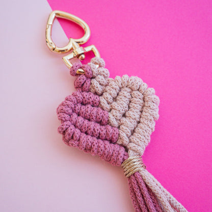 Kit macramé diy - porte-clés amour