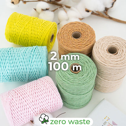 Corda penteada (Urdimbre) / 2mm / 100m / Algodão Zero Waste