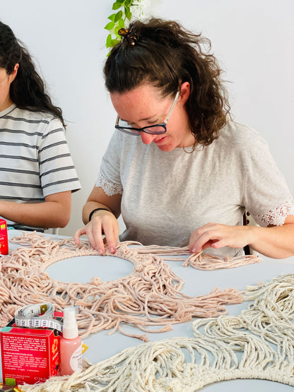 Atelier macramé miroir:la technique circulaire