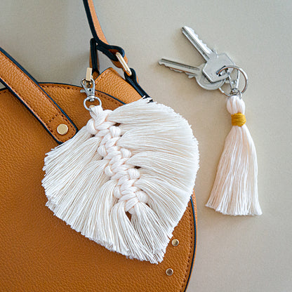 Kit macramé DIY - Porte-clés Feuille & Frange