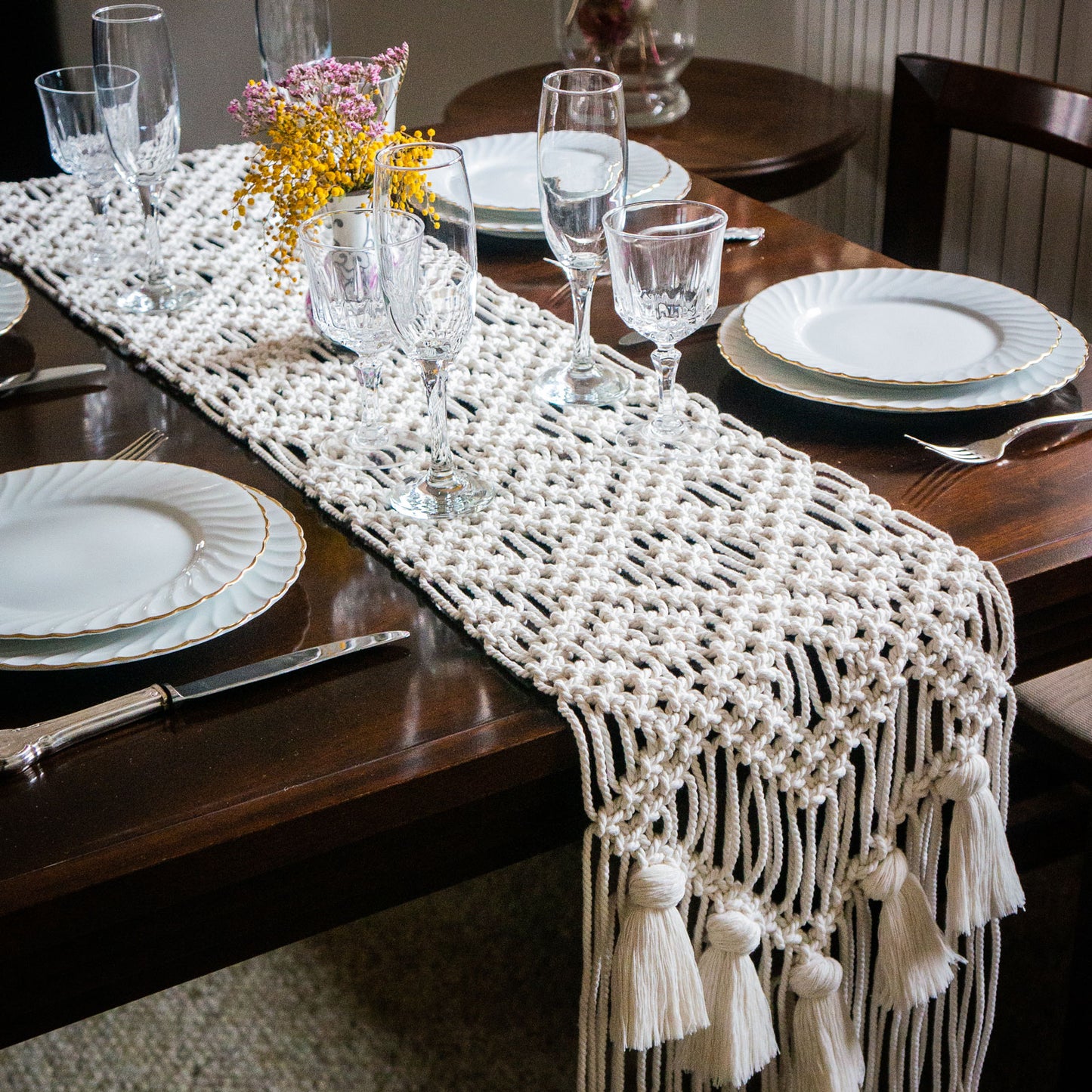 Tutoriel macramé - CHEMIN DE TABLE"Bellaterra"