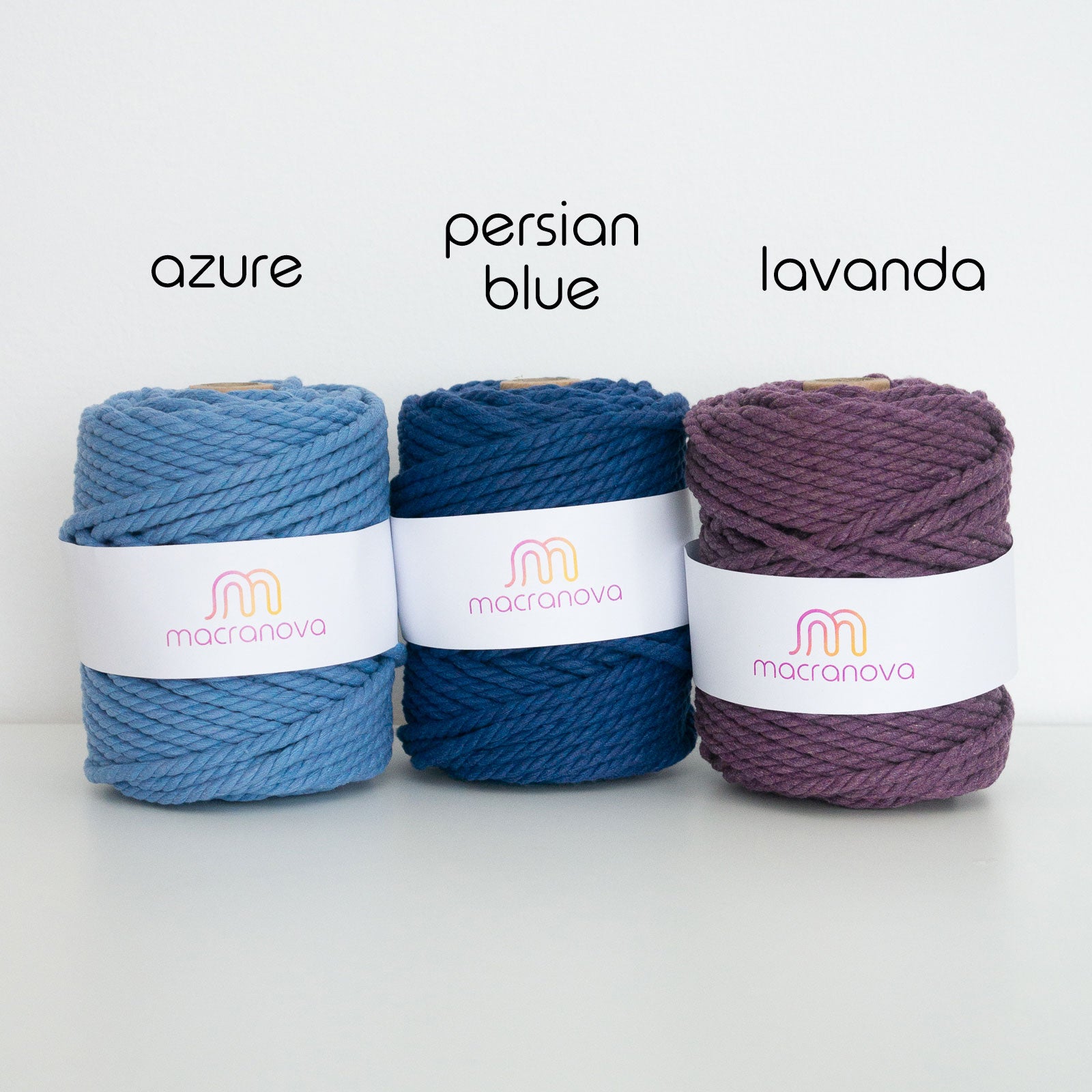 3mm Twisted Macrame Cotton Cord Ice Blue Color, Packaging Type