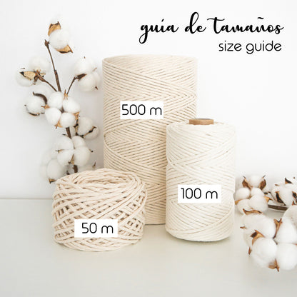 Cuerda peinada (Urdimbre) / 4mm / 50m-100m / Algodón Zero Waste