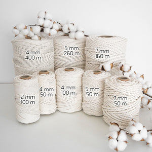Gedraaid touw/NATUURLIJKE kleur/2-7mm/Zero Waste Cotton